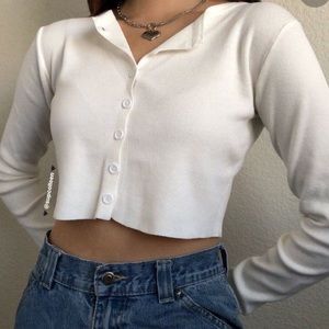 Brandy Melville White button up sweater
